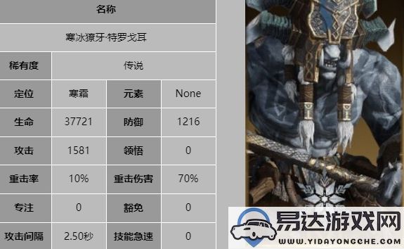 龙息神寂寒冰獠牙特罗戈耳技能解析与详细介绍